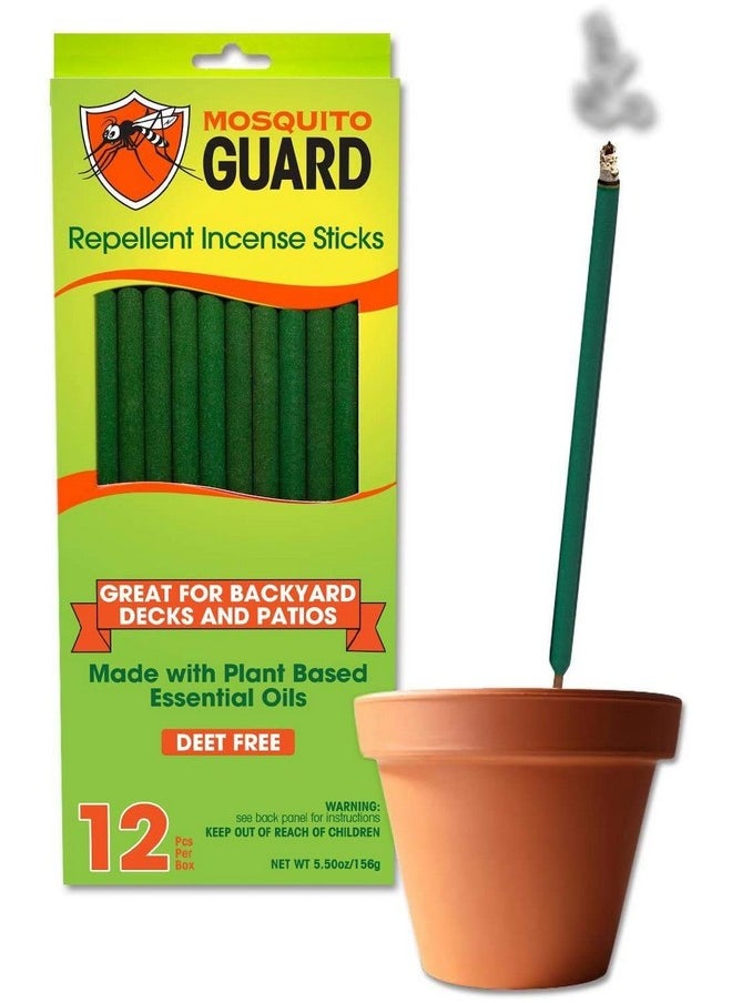 Mosquito Guard 12 Mosquito Repellent Sticks, 2.5 Hrs Protection 1ft Citronella Incense Sticks Outdoor, Plant-Based Mosquito Repellent Incense Sticks, Mosquito Repellent Outdoor Patio, Bug Repellent