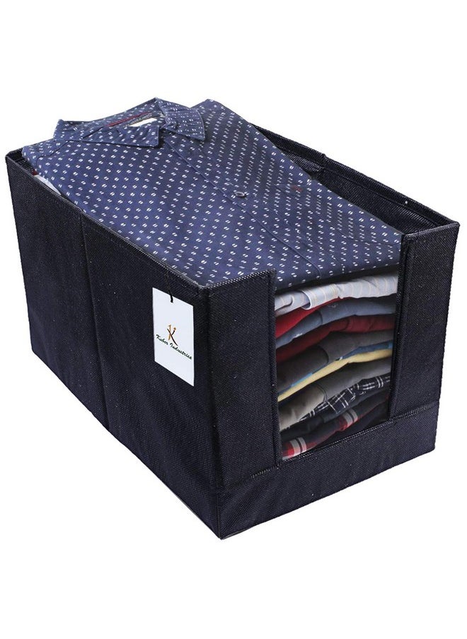 Kuber Industries (Set of 6) Clothes Organiser for Wardrobe - Foldable and Stackable Organizer for Shirt | Garments | Cloth - Storage Container Separator for Closet | Almirah | Shelf | Cupboard (Black)