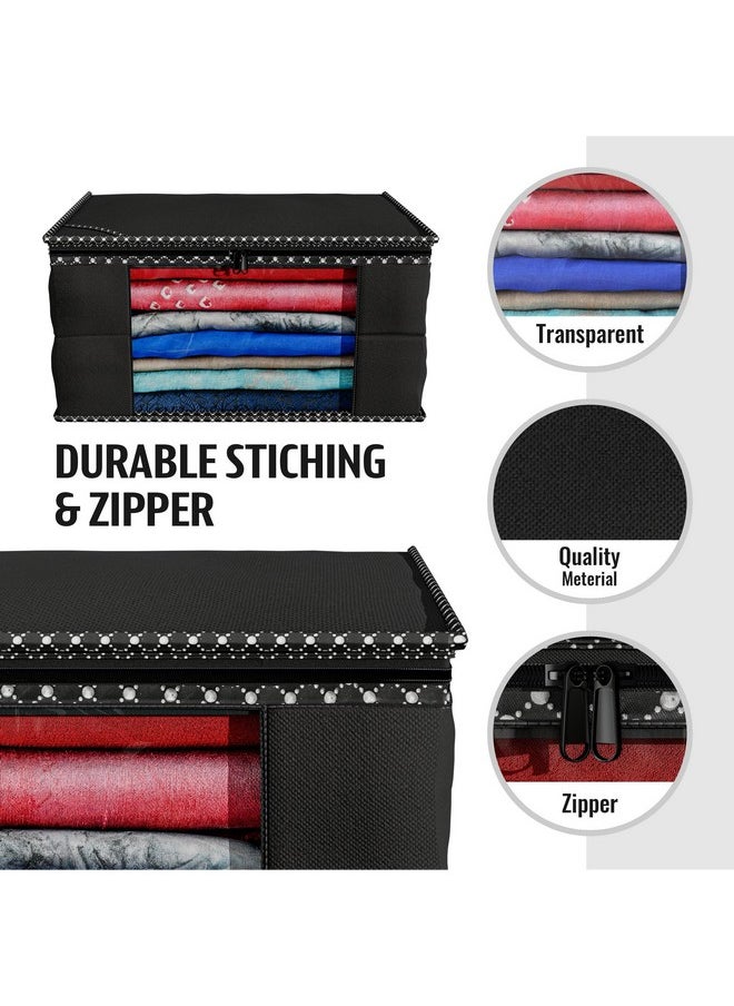 Kuber Industries Saree Cover | Clothes Storage Bag | Wardrobe Organizer Bag | Zip Closure Saree Cover | Transparent Window Saree Cover | HathKadi Piping Saree Cover | Pack of 12 | Extra Large | Black