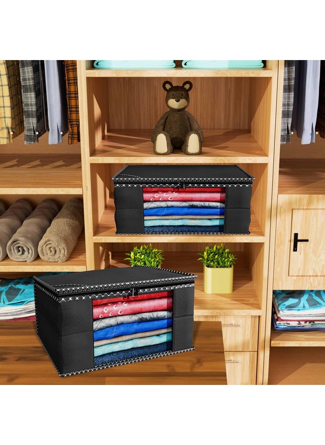 Kuber Industries Saree Cover | Clothes Storage Bag | Wardrobe Organizer Bag | Zip Closure Saree Cover | Transparent Window Saree Cover | HathKadi Piping Saree Cover | Pack of 12 | Extra Large | Black