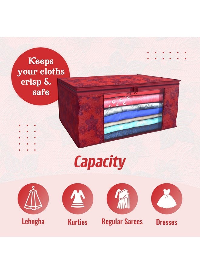 Kuber Industries Non-Woven Saree Covers With Zip|Saree Covers For Storage|Saree Packing Covers For Wedding|Pack Of 12 (Red)