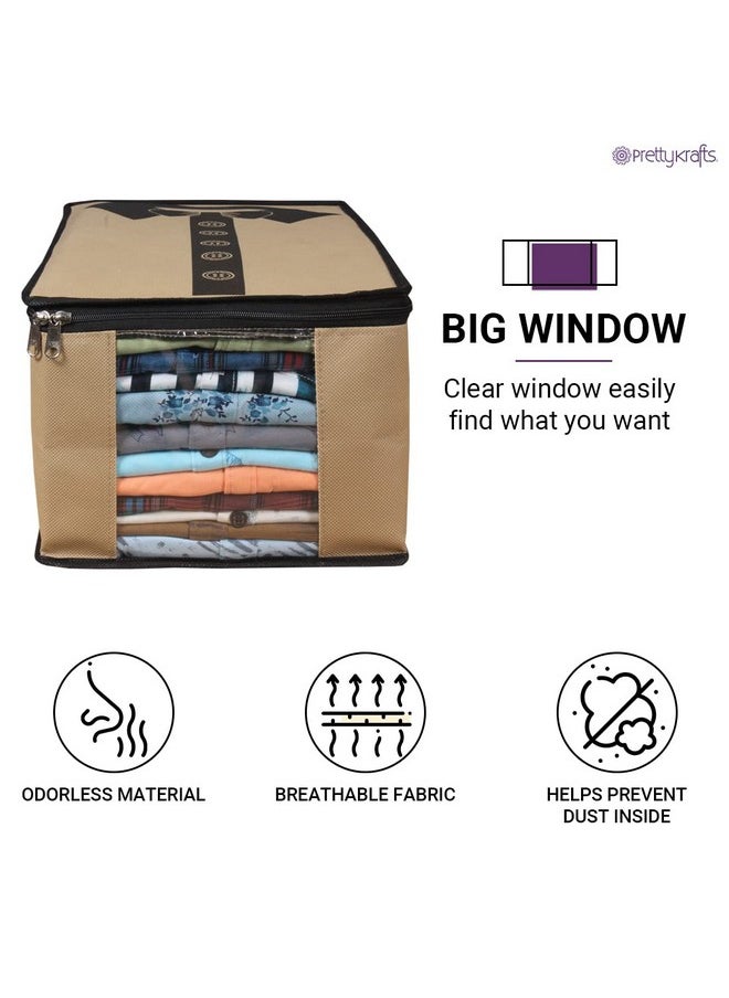 PrettyKrafts Non Woven Shirt Cover | Shirt Organiser (Set of 3) - Beige Brown