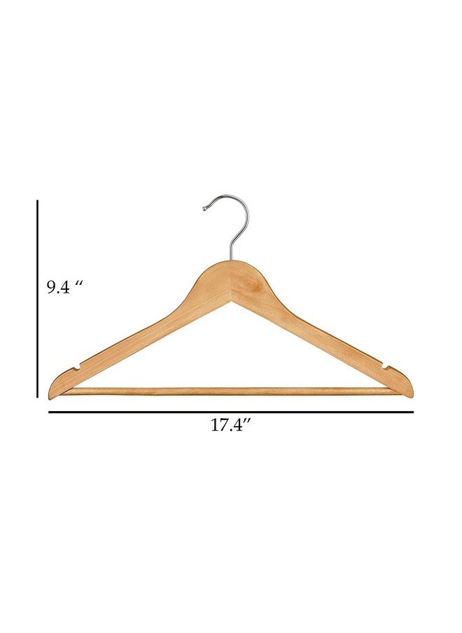 Star Work Solid Wooden Hanger with Non Slip Bar (Pack of 10 | Maple Colour)
