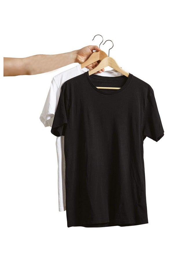 Star Work Solid Wooden Hanger with Non Slip Bar (Pack of 10 | Maple Colour)