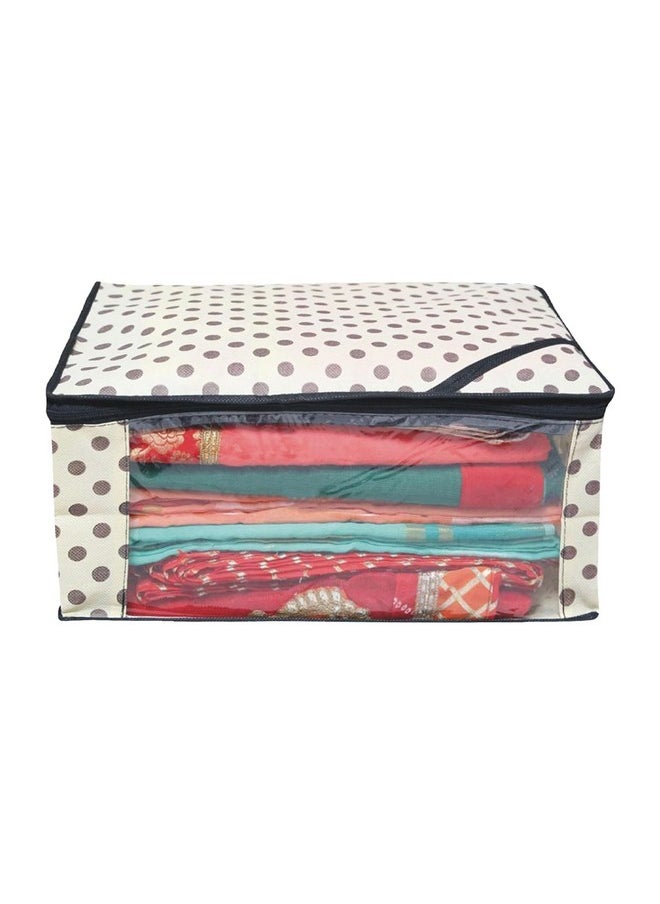 Kuber Industries Pack of 6 Polka Dot Saree Cover | Clothes Organizer For Wardrobe | Storage Organizer For Saree- Suit-Shirt-Lehanga | Saree Cover With Zip | Black & Ivory