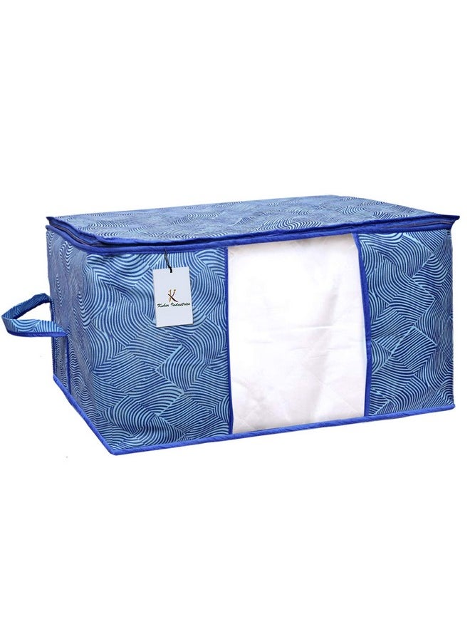 Kuber Industries Leheriya Design Rectangular Underbed Storage Bag|Storage Organiser|Blanket Cover (Royal Blue, Non-Woven)