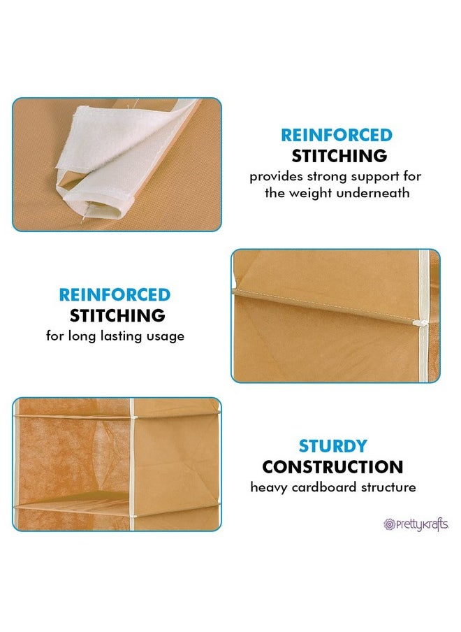 PrettyKrafts Hanging 4 Shelves Wardrobe Organiser - Beige