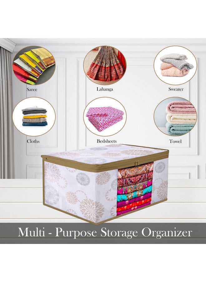 Kuber Industries Saree Storage Bag | Clothes Storage Bag | Wardrobe Storage Bag | Cloth Storage Organizer | Visible Window Saree Bag | Gola-Design | 9 Inch | Pack of 12 | White