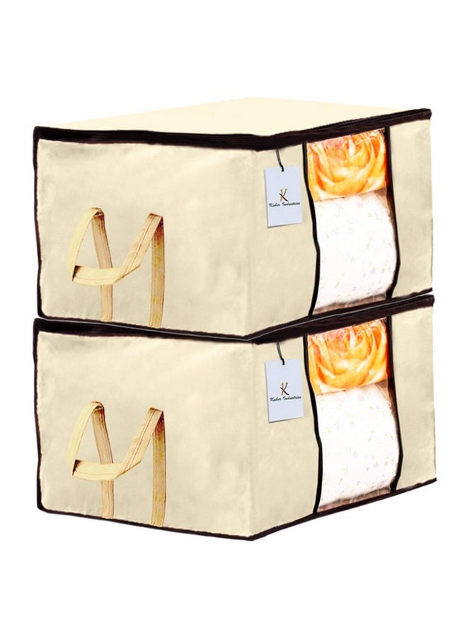 Kuber Industries Underbed Storage Bag, Storage Organiser, Blanket Cover Set of 2 - Ivory, Extra Large Size