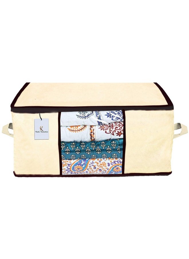 Kuber Industries Underbed Storage Bag, Storage Organiser, Blanket Cover Set of 2 - Ivory, Extra Large Size