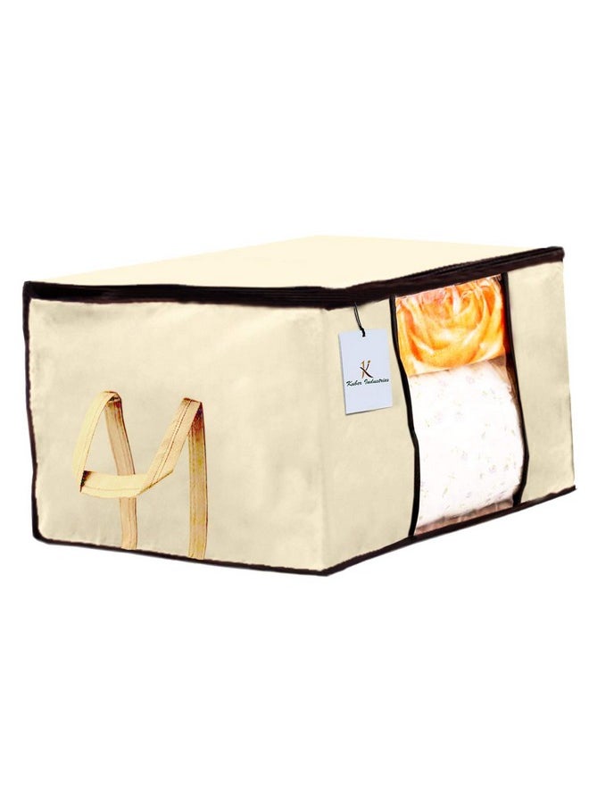 Kuber Industries Underbed Storage Bag, Storage Organiser, Blanket Cover Set of 2 - Ivory, Extra Large Size