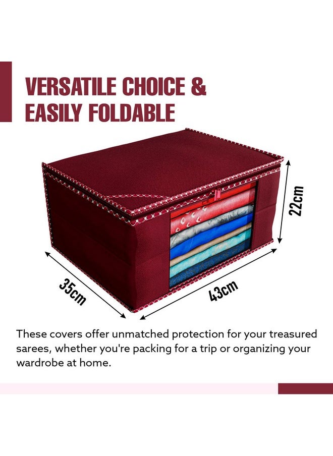 Kuber Industries Clothes Organizer For Wardrobe (Pack of 6) - Storage Organizer For Saree | Shirts | Salwaar Suit and Lehenga - Dress Organizer For Wardrobe - Saree Covers With Zip (Maroon)
