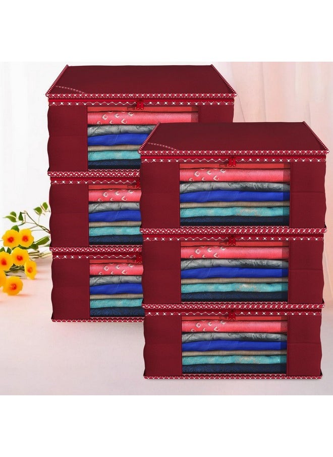 Kuber Industries Clothes Organizer For Wardrobe (Pack of 6) - Storage Organizer For Saree | Shirts | Salwaar Suit and Lehenga - Dress Organizer For Wardrobe - Saree Covers With Zip (Maroon)