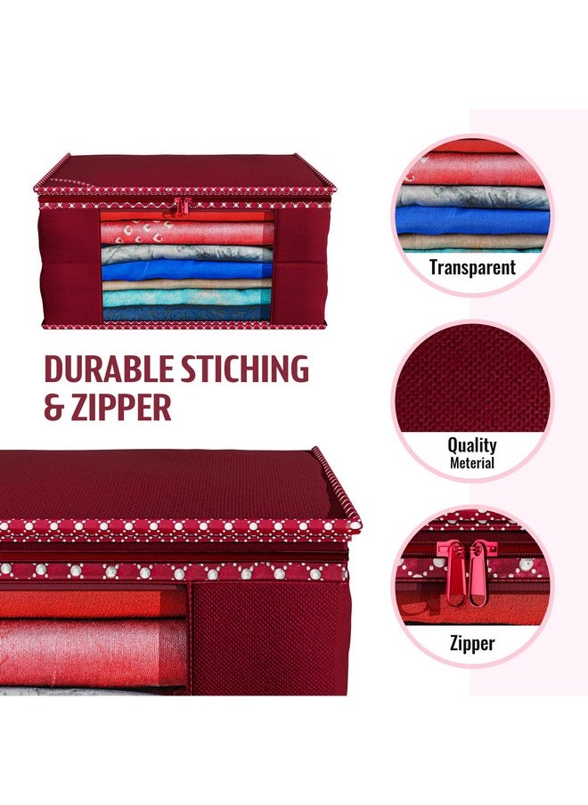 Kuber Industries Clothes Organizer For Wardrobe (Pack of 6) - Storage Organizer For Saree | Shirts | Salwaar Suit and Lehenga - Dress Organizer For Wardrobe - Saree Covers With Zip (Maroon)