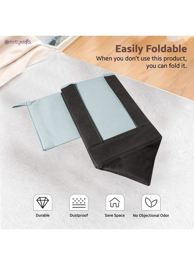 PrettyKrafts 1 Pc Non Woven Large Capacity Shirt Stacker / Foldable & Stackable Closet Wardrobe Cupboard Organizer / Foldable Storage Box / Multipurpose Clothes Organizer (Grey & Black, 25x38x40 cm)