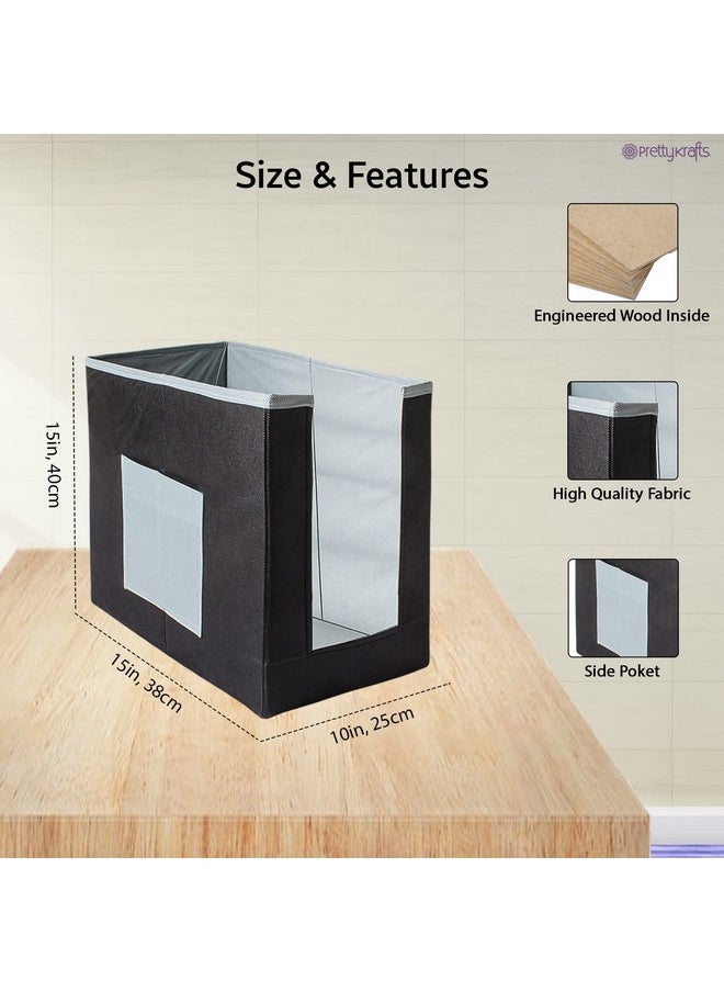 PrettyKrafts 1 Pc Non Woven Large Capacity Shirt Stacker / Foldable & Stackable Closet Wardrobe Cupboard Organizer / Foldable Storage Box / Multipurpose Clothes Organizer (Grey & Black, 25x38x40 cm)