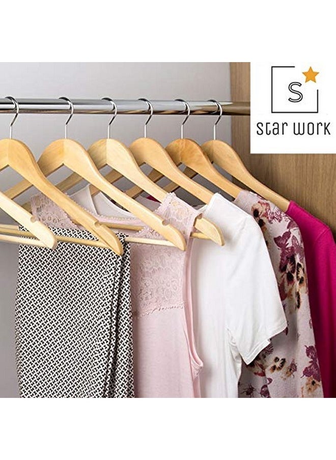 Star Work Clothes Hangers, Wooden Hangers Ultra Thin Space Saving Non-Slip Hangers Velvet Hangers Suit Hangers Ideal for Everyday Standard Use, Clothing Hangers (10)