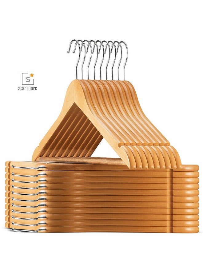 Star Work Clothes Hangers, Wooden Hangers Ultra Thin Space Saving Non-Slip Hangers Velvet Hangers Suit Hangers Ideal for Everyday Standard Use, Clothing Hangers (10)