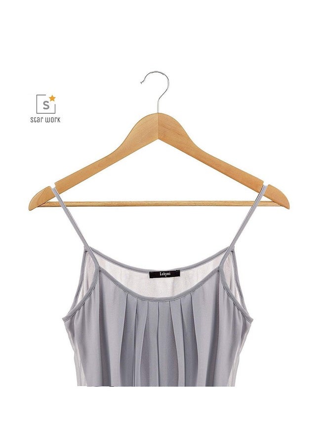 STAR WORK Wooden Garment Hangers Set of 12 with 360 Degree Swivel Chrome Hook (Beige)