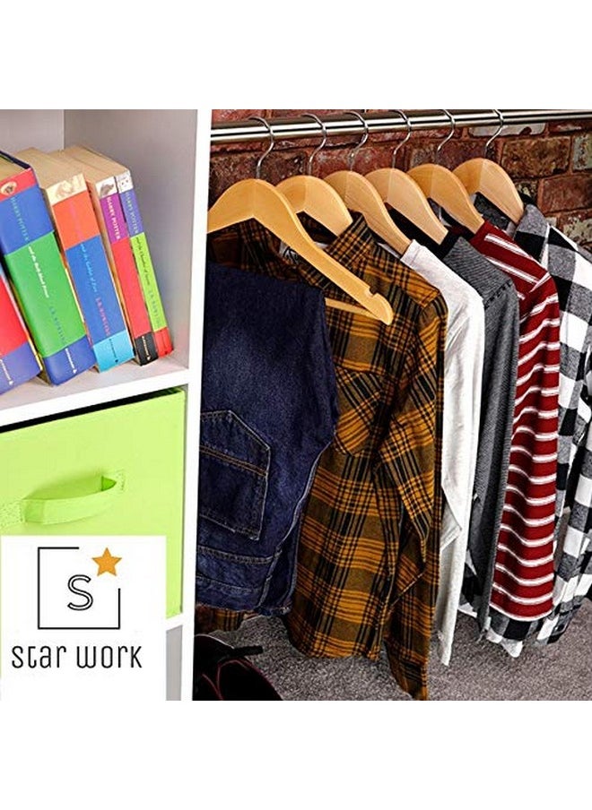 STAR WORK Wooden Garment Hangers Set of 12 with 360 Degree Swivel Chrome Hook (Beige)
