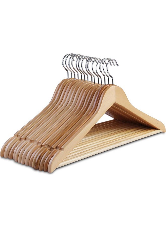 STAR WORK Wooden Garment Hangers Set of 12 with 360 Degree Swivel Chrome Hook (Beige)