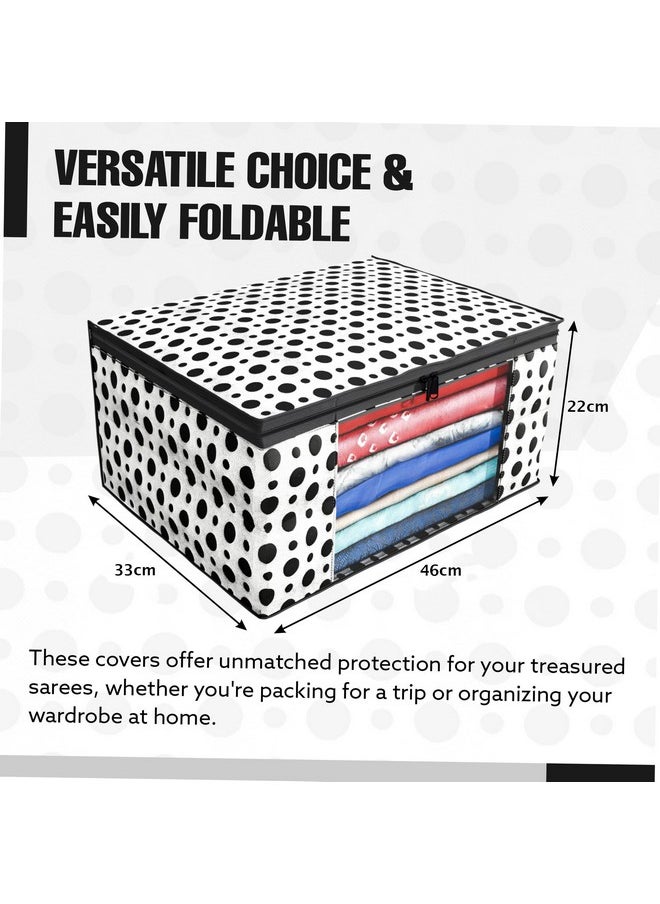 Kuber Industries Pack of 9 Polka Dot Saree Cover | Clothes Organizer For Wardrobe | Storage Organizer For Saree- Suit-Shirt-Lehanga | Saree Cover With Zip | Black & White