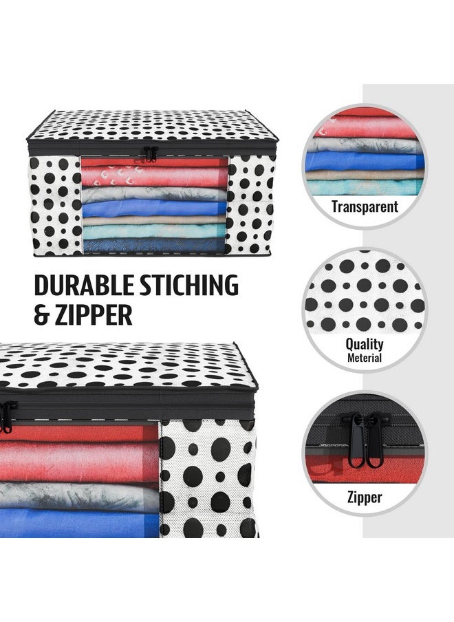 Kuber Industries Pack of 9 Polka Dot Saree Cover | Clothes Organizer For Wardrobe | Storage Organizer For Saree- Suit-Shirt-Lehanga | Saree Cover With Zip | Black & White