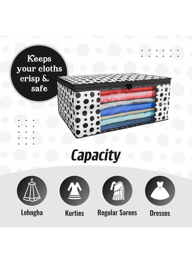 Kuber Industries Pack of 9 Polka Dot Saree Cover | Clothes Organizer For Wardrobe | Storage Organizer For Saree- Suit-Shirt-Lehanga | Saree Cover With Zip | Black & White