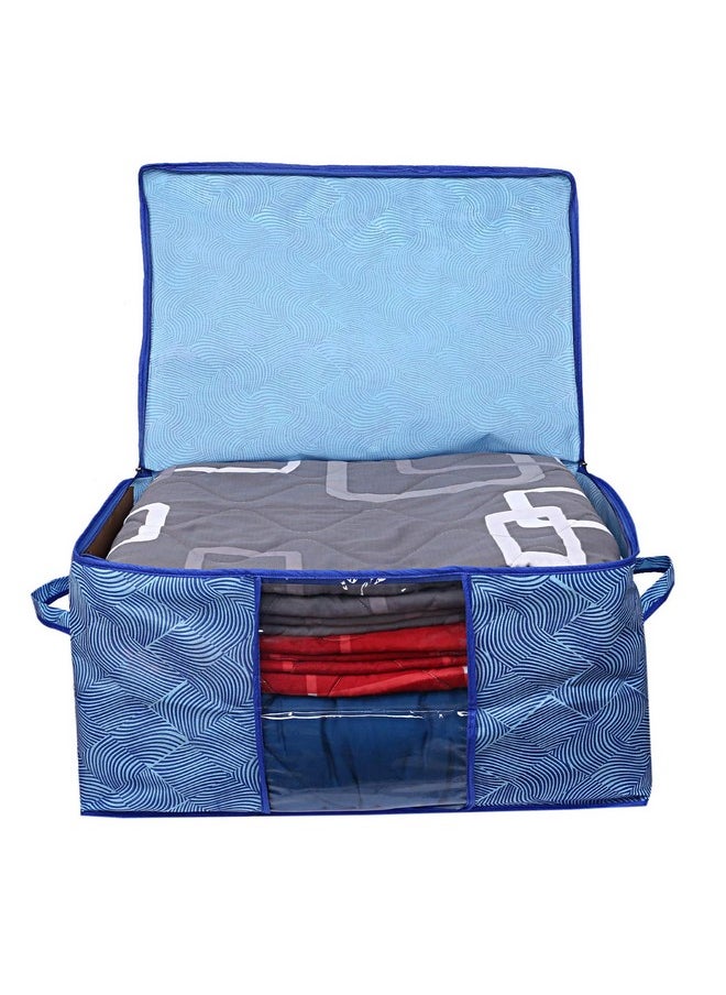 Kuber Industries Leheriya Design Underbed Storage Bag, Storage Organiser, Blanket Cover Set Of 3 (Royal Blue, Non-Woven), 65 x 47 x 33 Centimeters