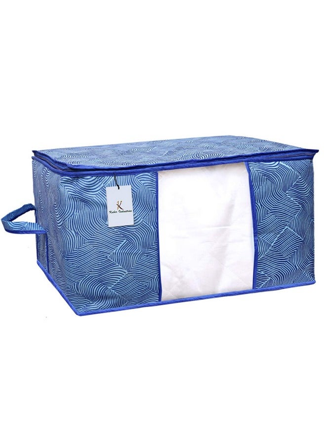 Kuber Industries Leheriya Design Underbed Storage Bag, Storage Organiser, Blanket Cover Set Of 3 (Royal Blue, Non-Woven), 65 x 47 x 33 Centimeters