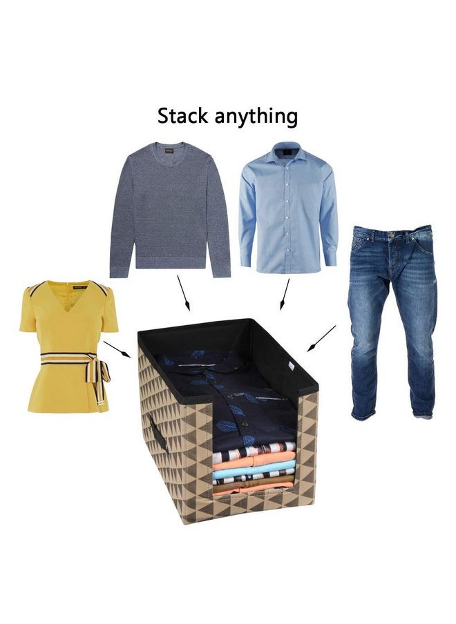 PrettyKrafts 1 Pc Non Woven Large Capacity Shirt Stacker / Foldable & Stackable Closet Wardrobe Cupboard Organizer / Multipurpose Clothes Shelf Storage Box Organizer (Black, 25x38x24 cm)