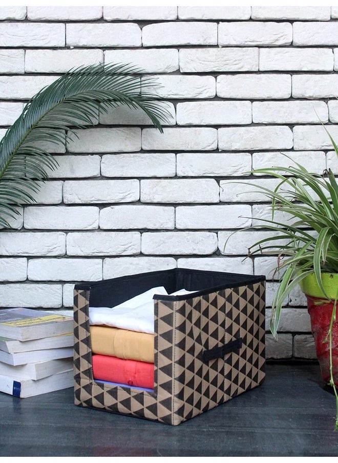 PrettyKrafts 1 Pc Non Woven Large Capacity Shirt Stacker / Foldable & Stackable Closet Wardrobe Cupboard Organizer / Multipurpose Clothes Shelf Storage Box Organizer (Black, 25x38x24 cm)