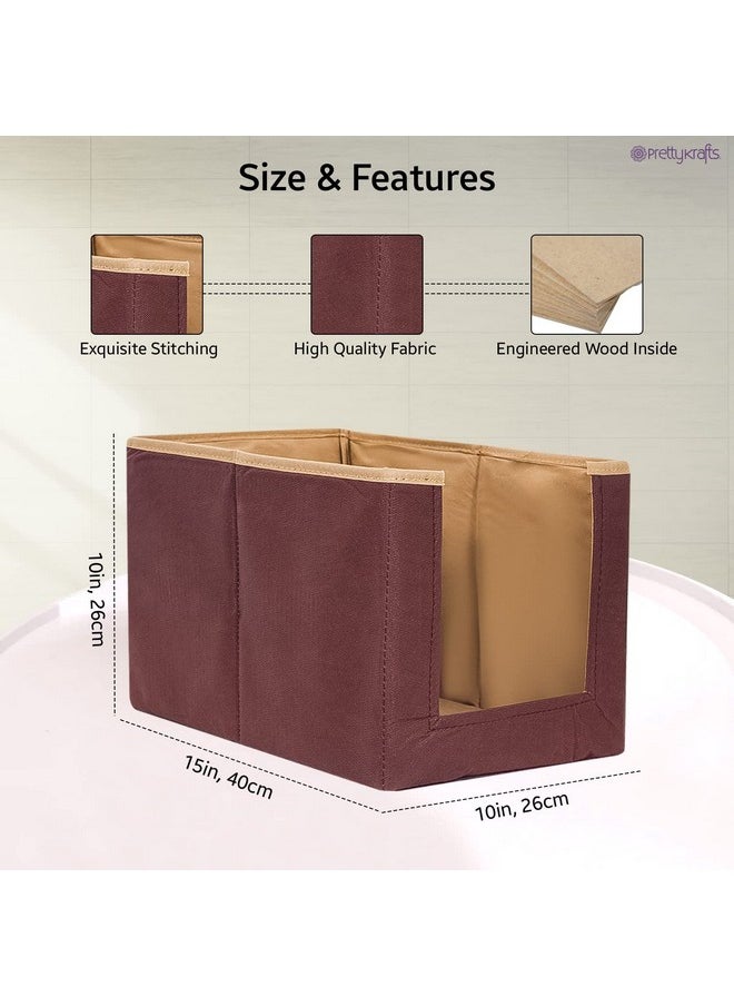 PrettyKrafts 2 Pcs Non Woven Large Capacity Shirt Stacker/Foldable & Stackable Closet Wardrobe Cupboard Organizer/Foldable Storage Box/Multipurpose Cloth Organizer (Beige & Brown, 26x40x26 cm)