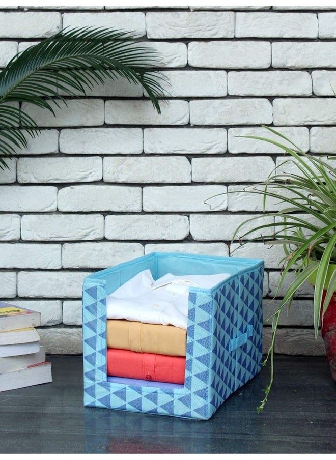 PrettyKrafts 1 Pc Non Woven Large Capacity Shirt Stacker/Foldable & Stackable Closet Wardrobe Cupboard Organizer/Multipurpose Clothes Shelf Storage Box Organizer (Blue, 25x38x24 cm)