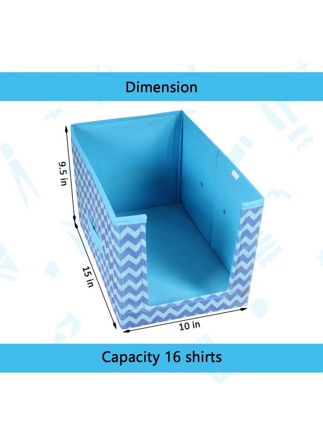 PrettyKrafts 1 Pc Non Woven Large Capacity Shirt Stacker/Foldable & Stackable Closet Wardrobe Cupboard Organizer/Multipurpose Clothes Shelf Storage Box Organizer (Blue, 25x38x24 cm)