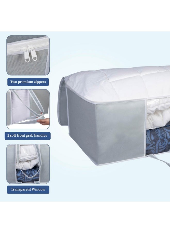 HomeStrap Fabric Underbed Blanket Rectangular Storage Bag Organizer With Front Handle(Pack Of 6,Grey),64 Cm,32 Cm