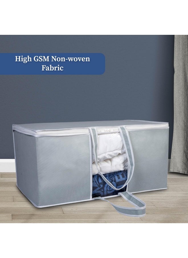 HomeStrap Fabric Underbed Blanket Rectangular Storage Bag Organizer With Front Handle(Pack Of 6,Grey),64 Cm,32 Cm