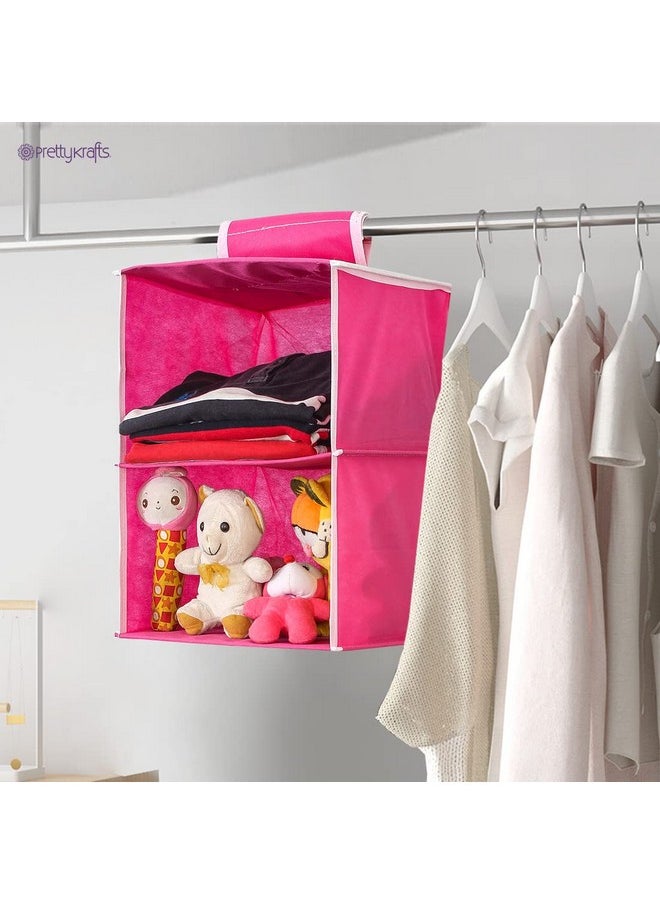 PrettyKrafts hanging organizer 2 Shelves Wardrobe Organiser, Pink