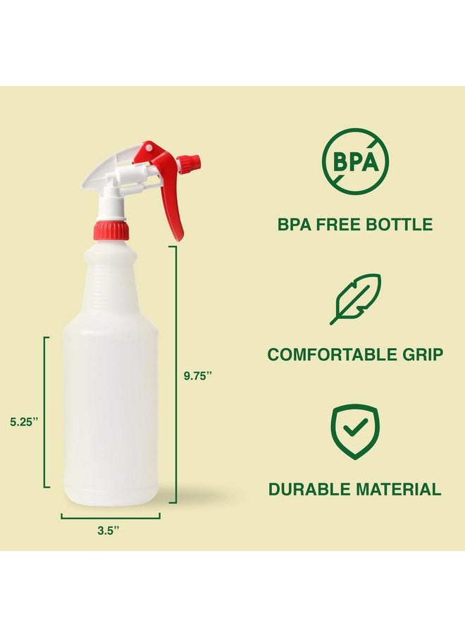 Heavy Duty 32oz Plastic Spray Bottles for Cleaning - Large Empty Industrial Bottles for Gardening Solutions, Vinegar, Chemicals, Professional Cleaners - Adjustable Sprayer Nozzle - 2 Pack