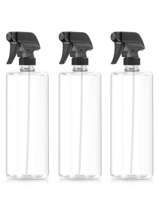 Bar5F Plastic Spray Bottles with Mixor Trigger, 32 oz | Professional, Leak Proof, Empty, Adjustable Fine to Powerful Sprayer, Refillable | Water Plants, Cleaning Solutions | Crystal Clear | Pack of 3