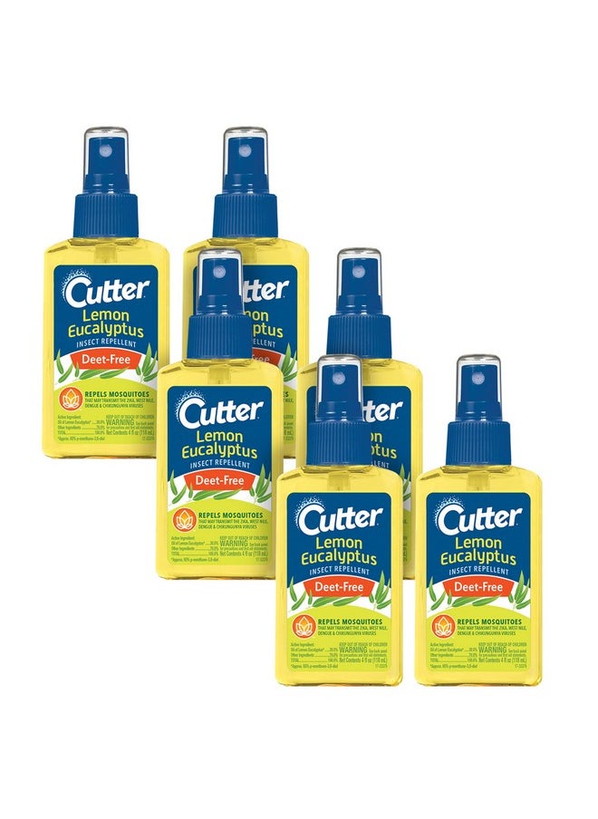 Cutter Lemon Eucalyptus Insect Repellent (6 Count), No DEET Mosquito Repellent, 4 fl Ounce (Pump Spray)