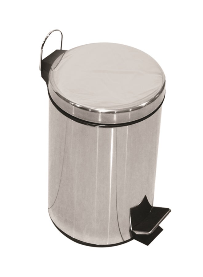 Stainless Steel Dust Bin Metallic Silver 7Liters