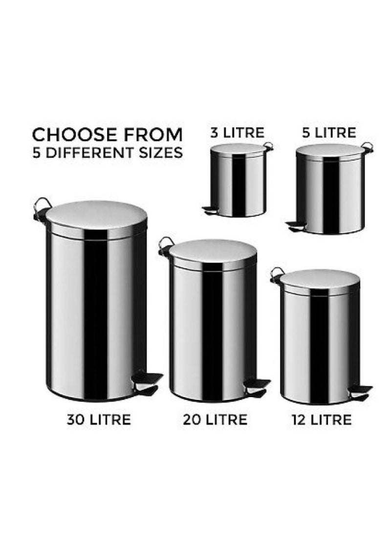 Stainless Steel Dust Bin Metallic Silver