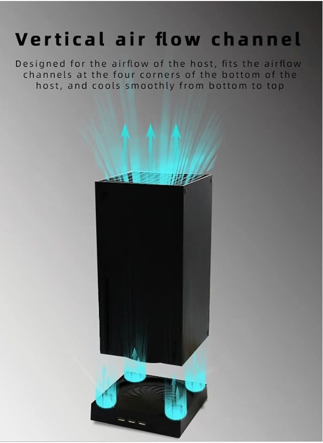 Cooling Fan for Xbox Series X with 4 Fan and 3 USB Port, External Cooler Turbo, Console Standing Mount Cooling System