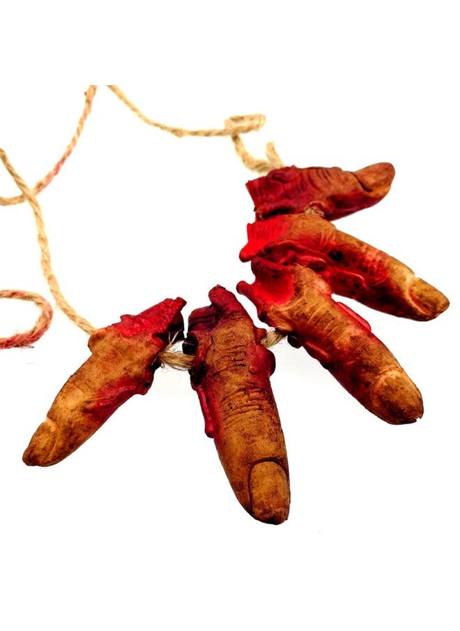 Bloody Severed Fingers Scary Fake Fingers Halloween Broken Body Parts Party Hanging Ornament Horror Prank Props,Haunted House Decoration Supplies, 5 Fingers