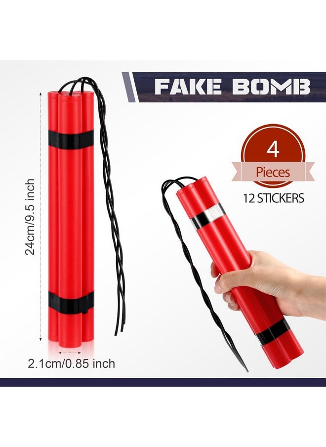 12 Sticks Fake Red Pretend Explosive Bomb Pack Plastic Fake Dynamite Toy Weapons Military Army Bomb Toy For Prank Gag Army Role Play Film Prop Gift