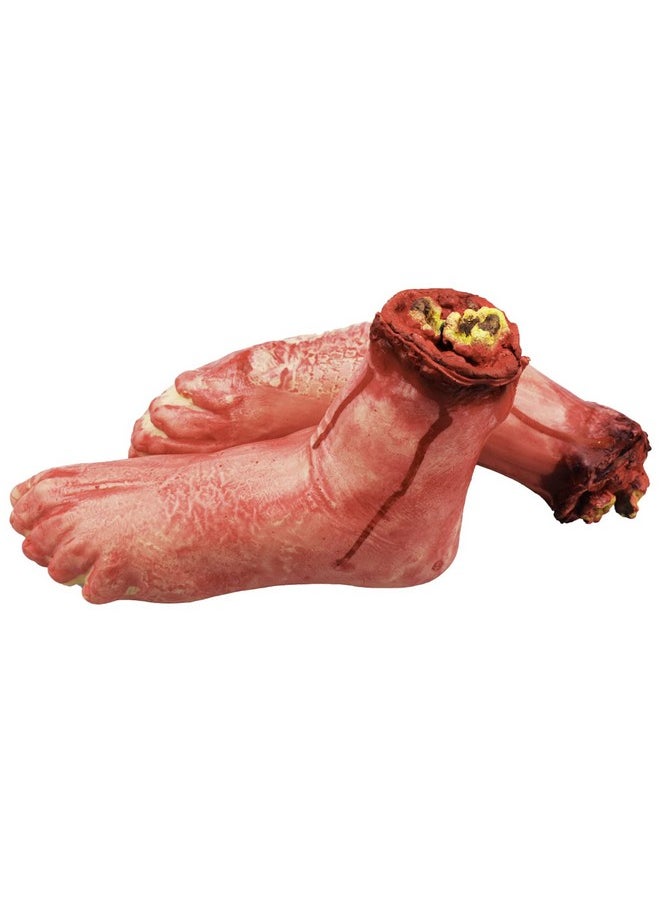 Fake Human Severed Feet Bloody Dead Body Parts Haunted House Halloween Decorations, 2-Pieces (Left And Right)