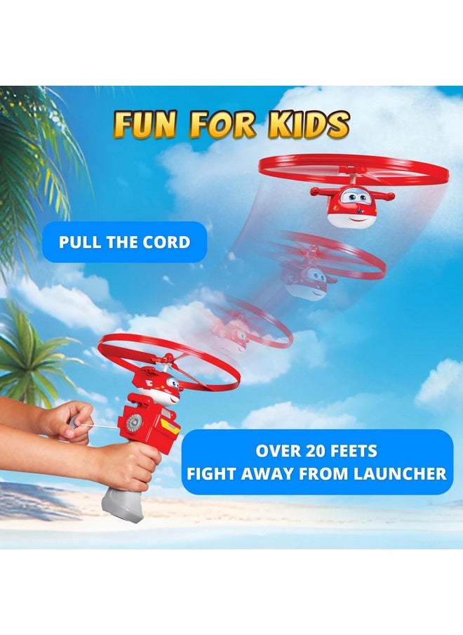 Super Wings Flying Toys, Jett Flying Toys for Kids Ages 3-5 4-8, Fun Outdoor Flying Disc Launcher Toys, Airplane Outside Flying Toys for Kids Boys Girls 3 4 5 6 7 8 Year Old