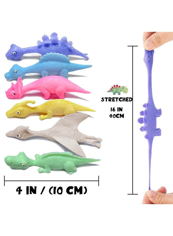 Jishi 12pcs Slingshot Dinosaur Finger Toys Sticky Party Favors, Kids Prizes Goodie Gift Bag Stuffer Fillers, Bulk Squishy Stretchy Dinosaur Toys for Kids Treasure Box Easter Egg, Birthday Game Rewards