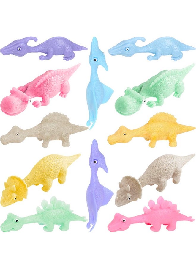 Jishi 12pcs Slingshot Dinosaur Finger Toys Sticky Party Favors, Kids Prizes Goodie Gift Bag Stuffer Fillers, Bulk Squishy Stretchy Dinosaur Toys for Kids Treasure Box Easter Egg, Birthday Game Rewards